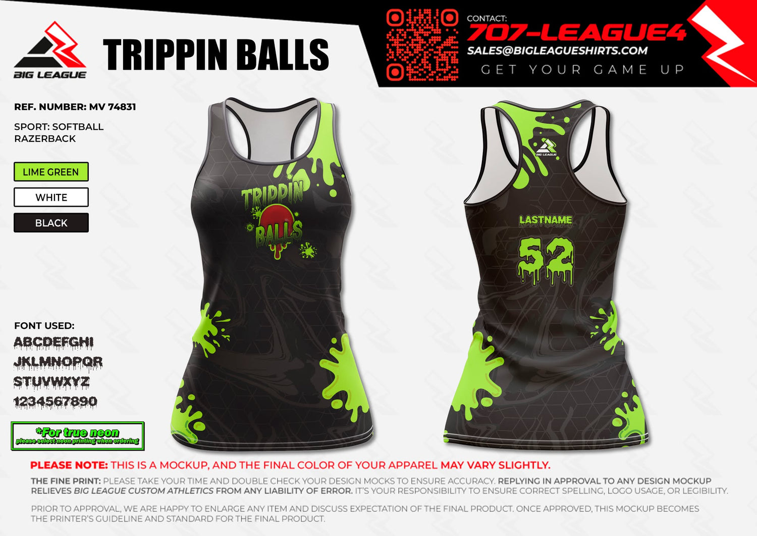 Racerback / Lime Green Black
