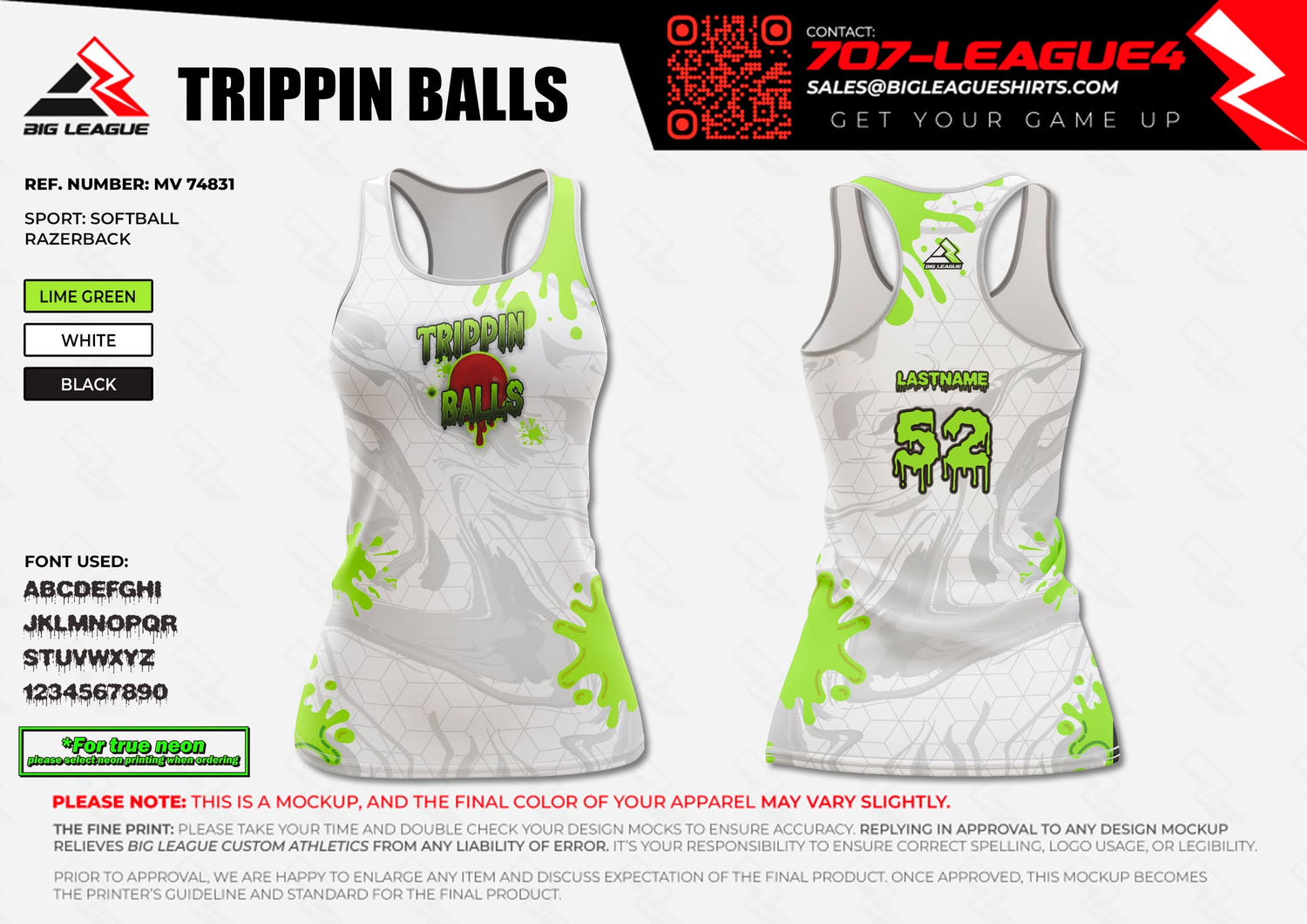 Racerback / Lime Green White