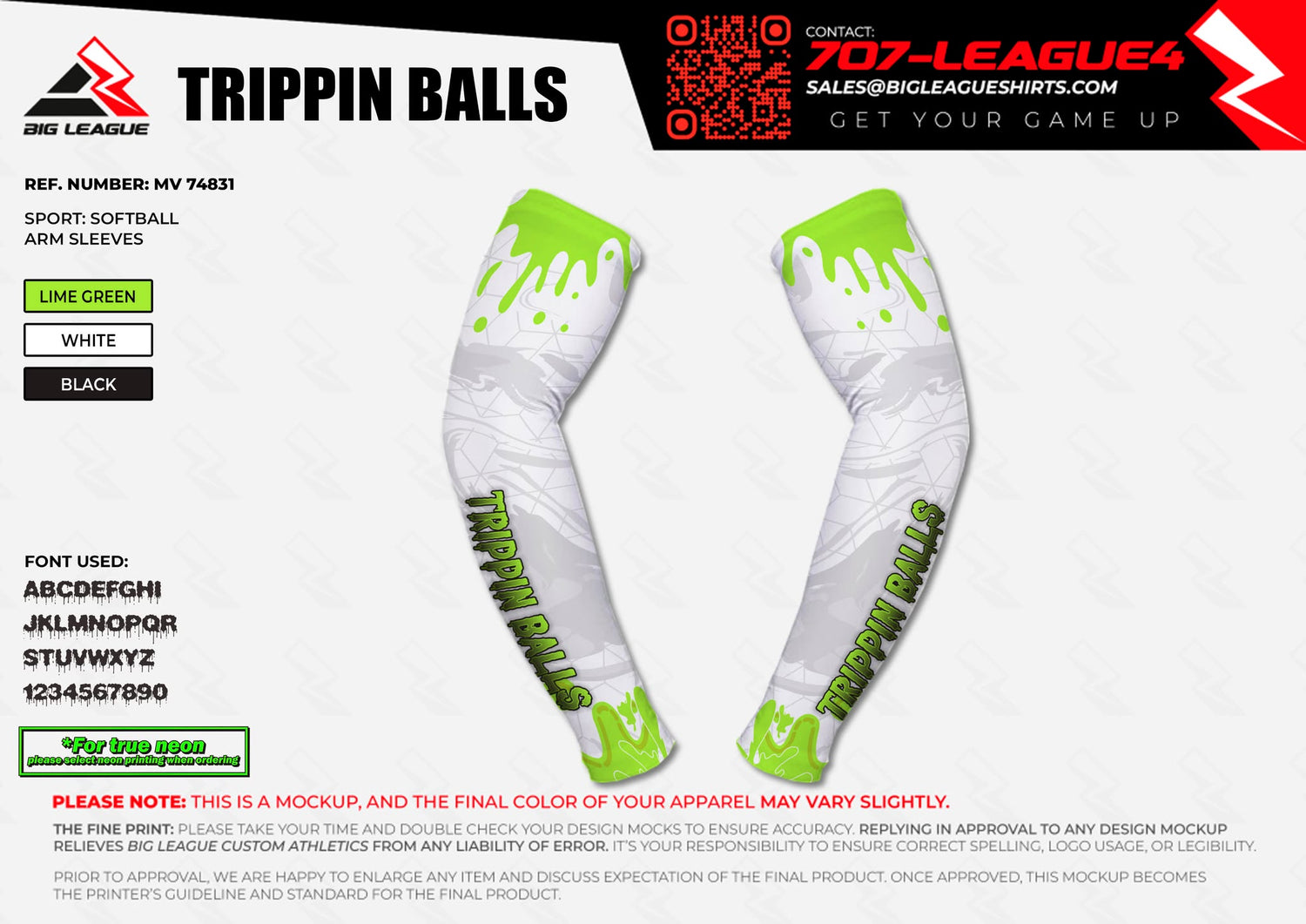 Arm Sleeve / Lime Green White