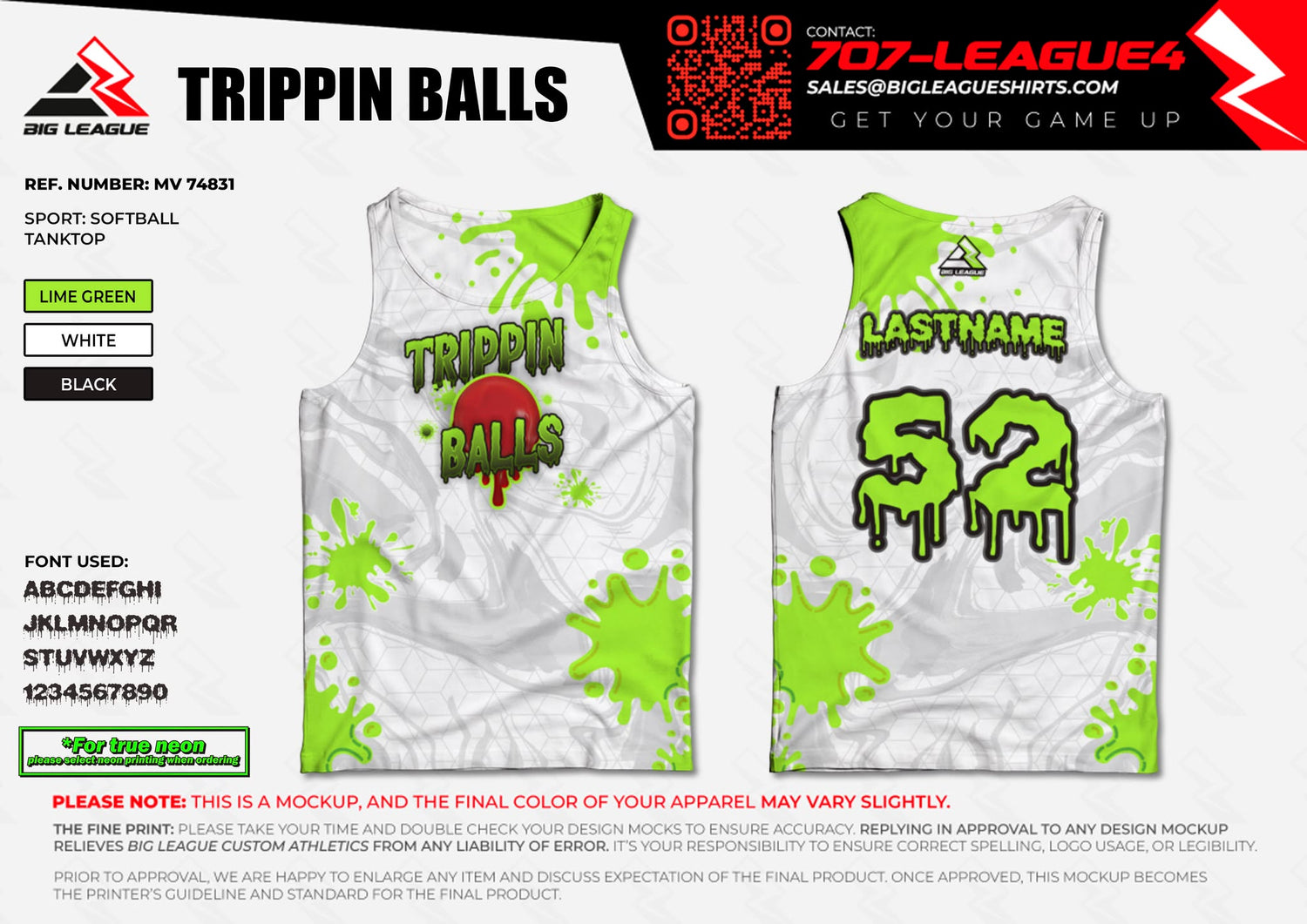 Tank Top / Lime Green White