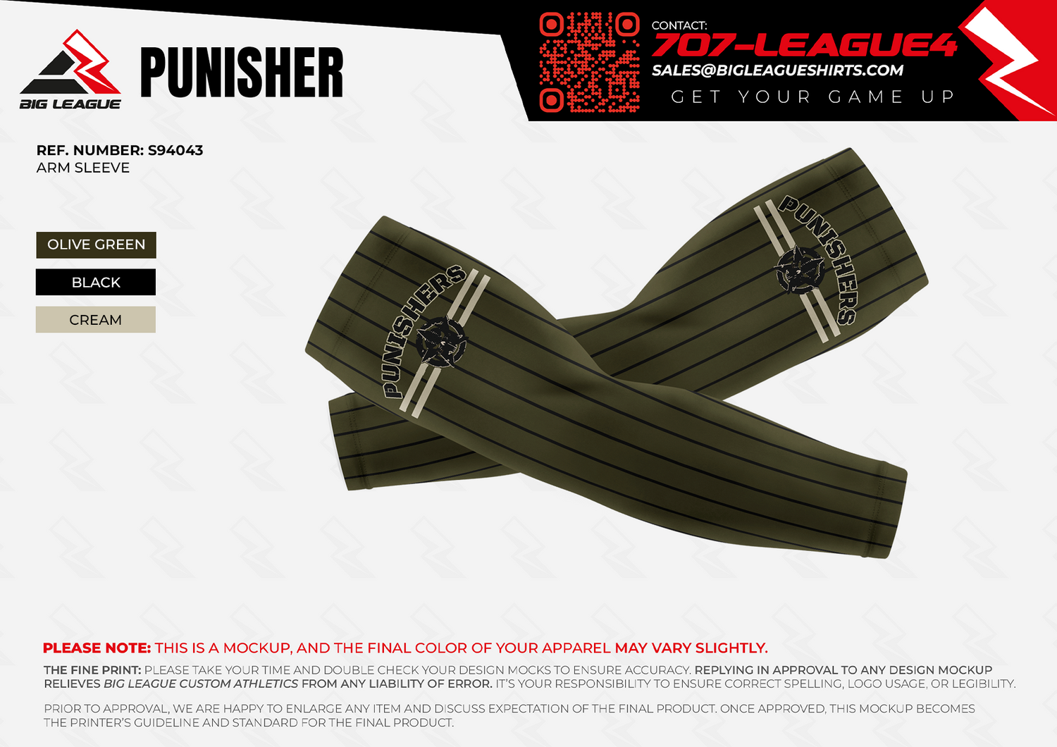 Armsleeve / Olive Green - Pinstripes