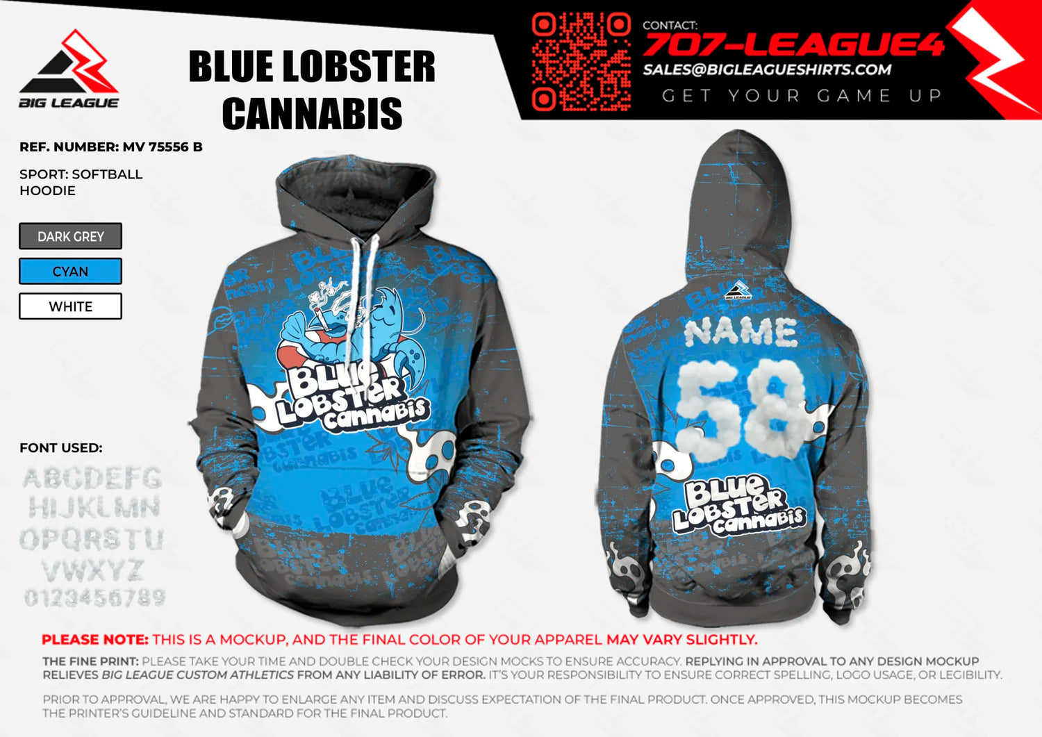 Hoodie / Dark Grey - Cyan - Graffiti Style