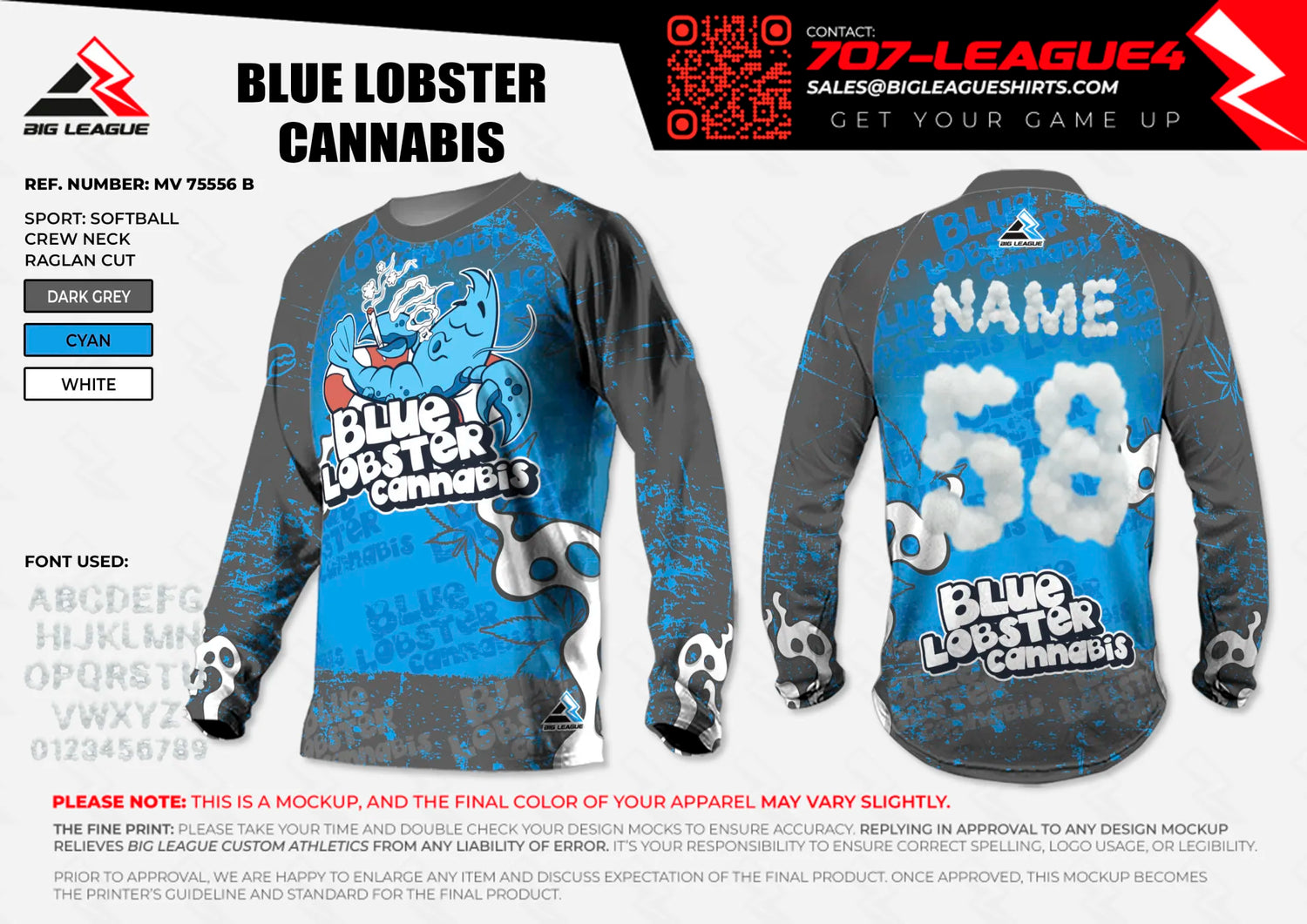 Long Sleeve / Dark Grey - Cyan - Graffiti Style