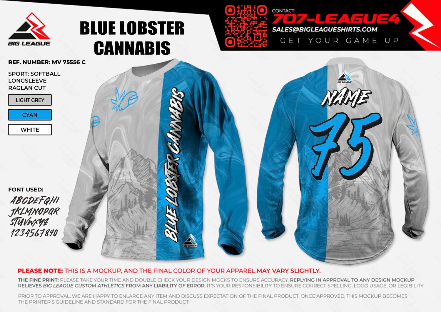 Long Sleeve / Light Grey - Cyan