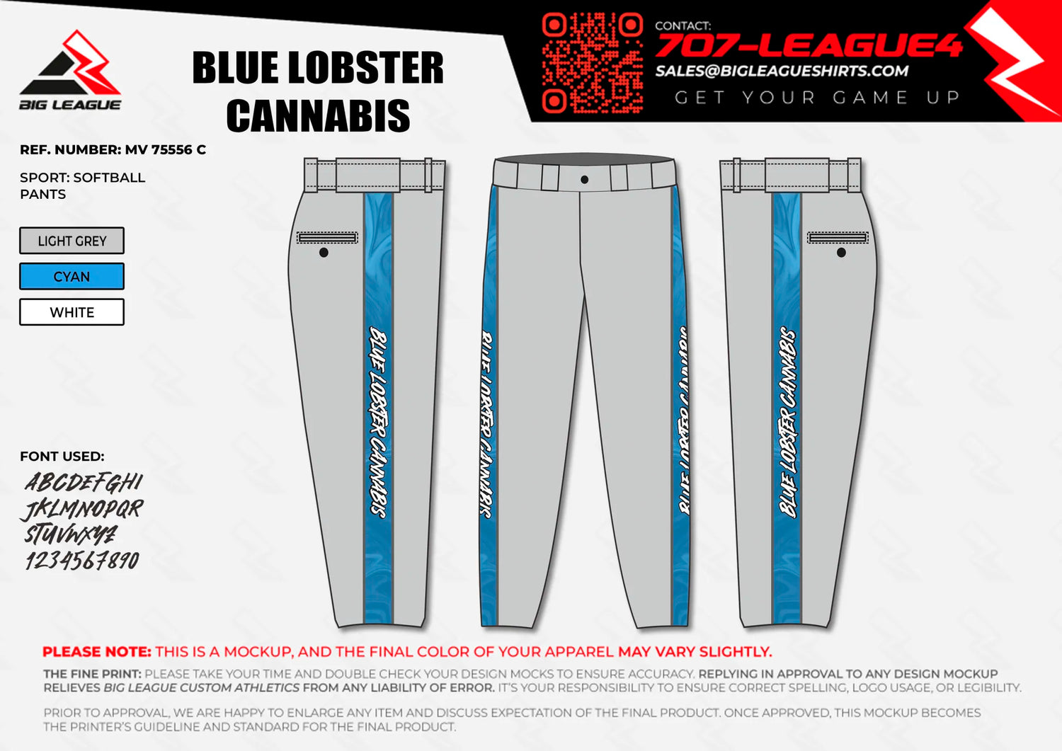 Pants / Light Grey - Cyan