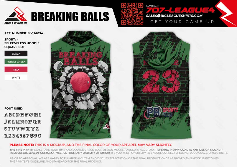 Sleeveless Jersey W/ Hood-Green Red