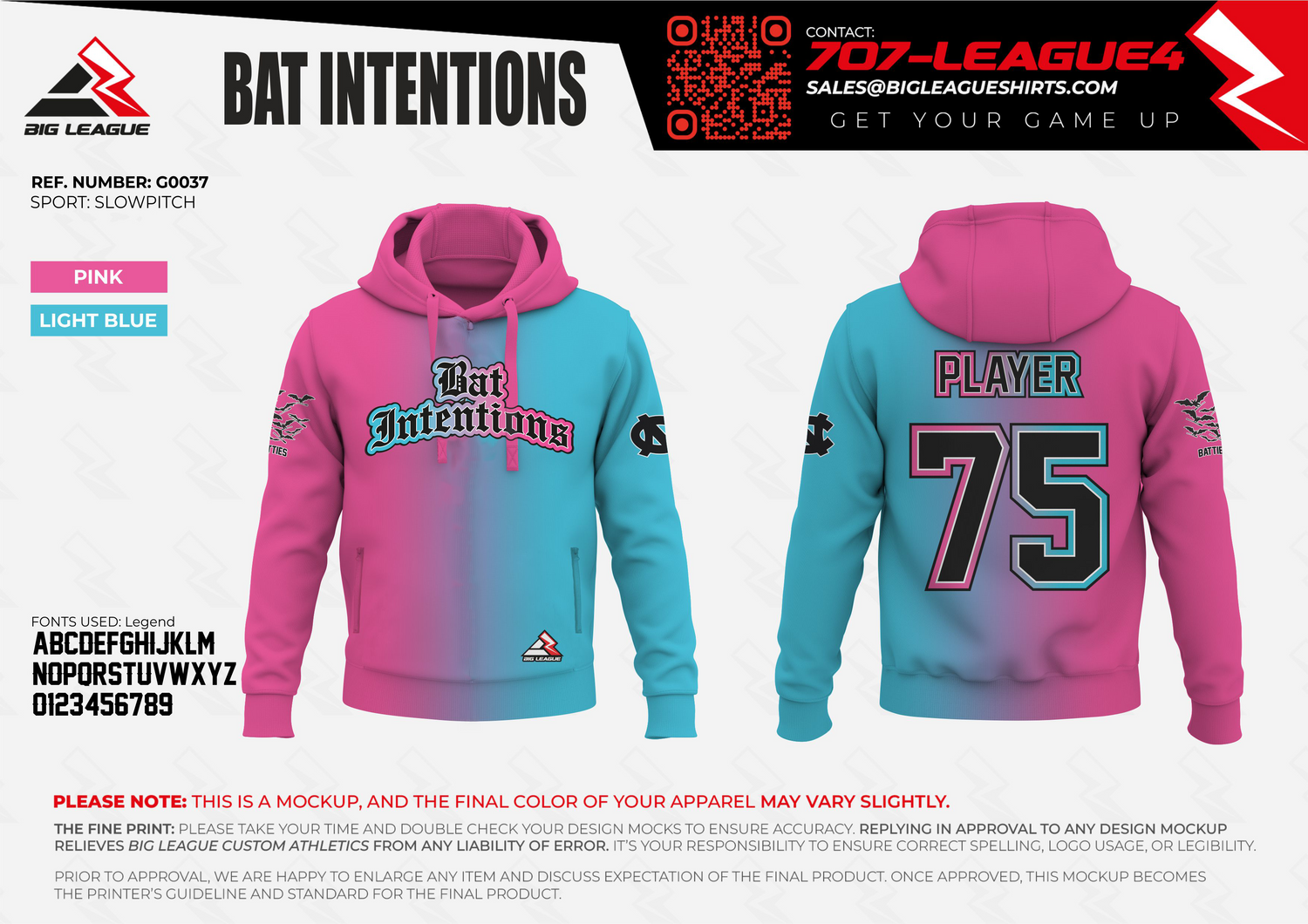 Hoodie / Pink-Light Blue