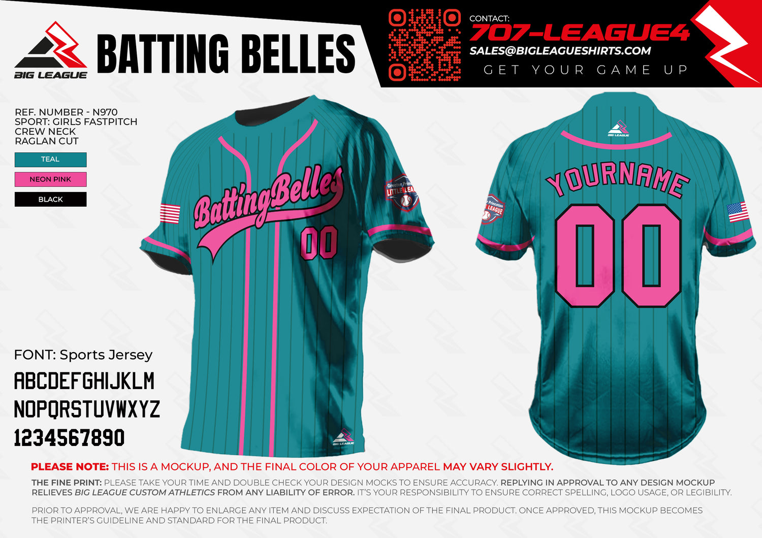 Crew Neck / Batting Belles / Teal