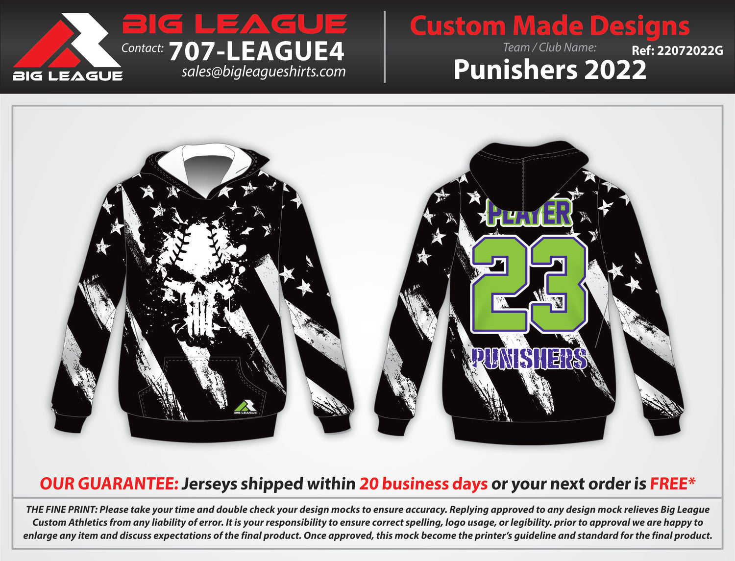 Hoodie / USA Black & White Skull