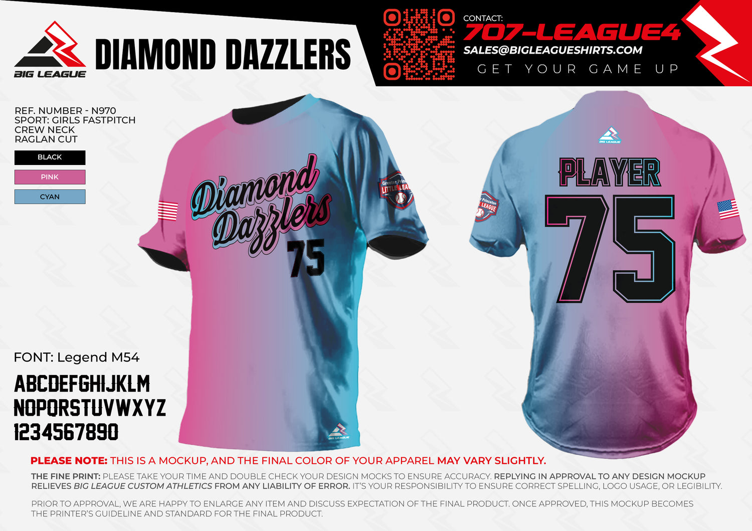 Crew Neck / Diamond Dazzlers / Pink & Blue