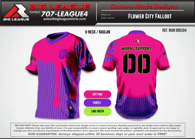 V-neck W/Neon-Hot Pink