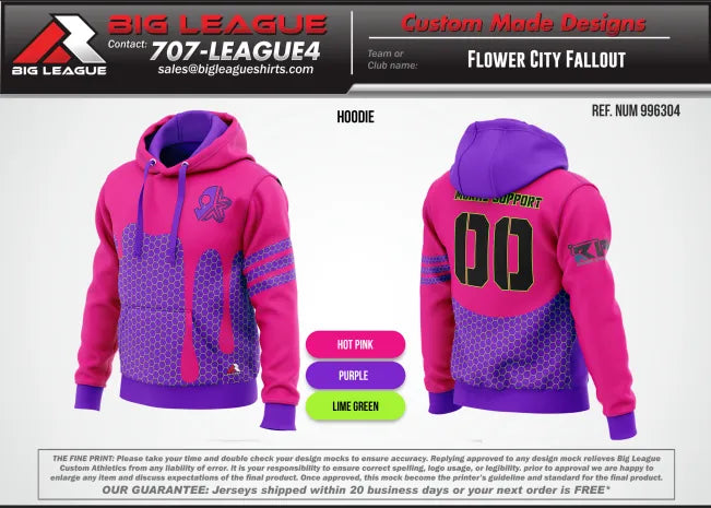 Hoodie w/neon-Hot Pink