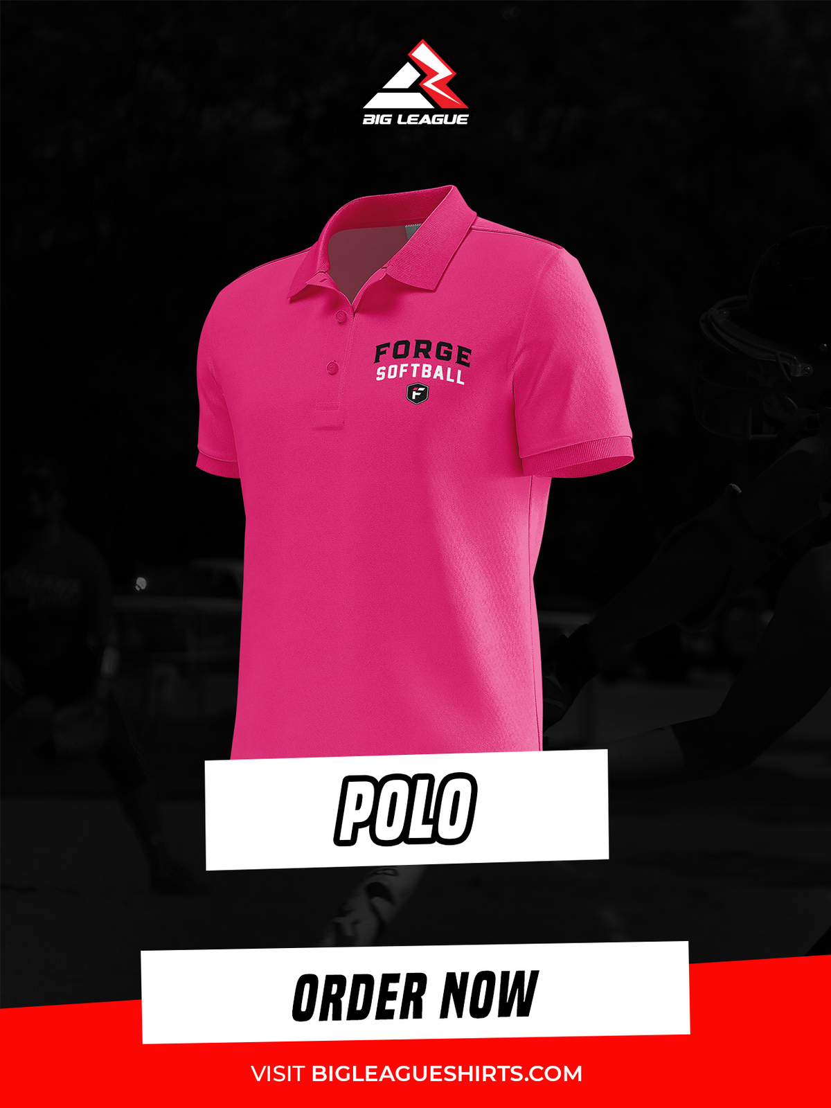Two Button Polo Shirts / Hot Pink