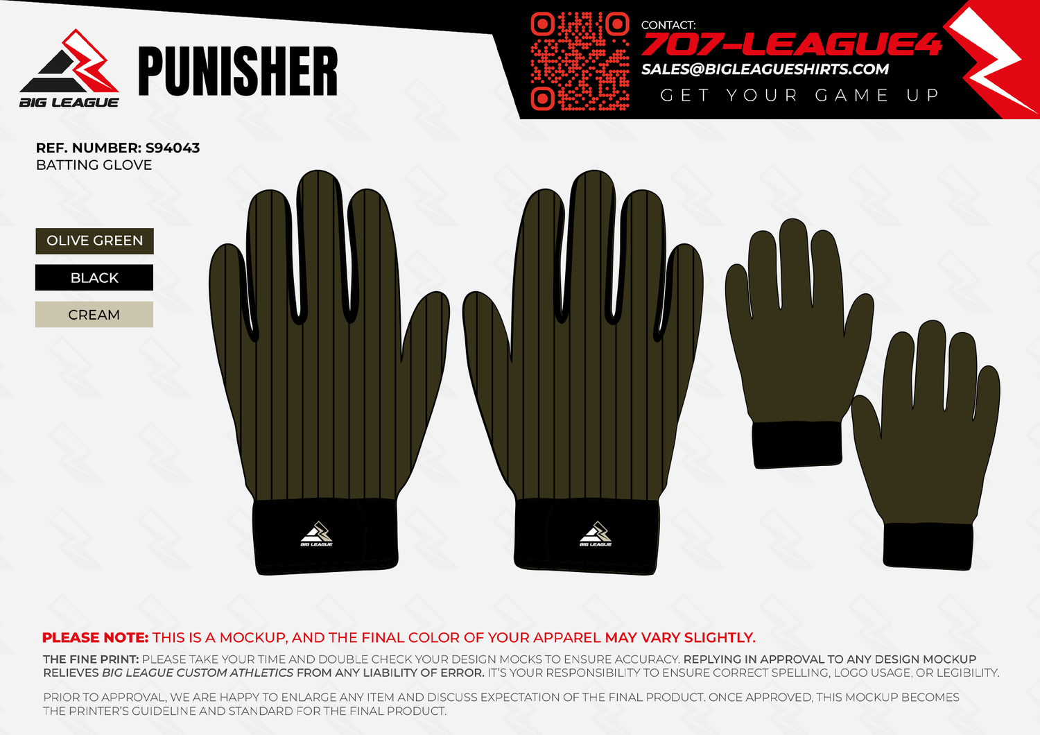 Gloves / Olive Green - Pinstripes