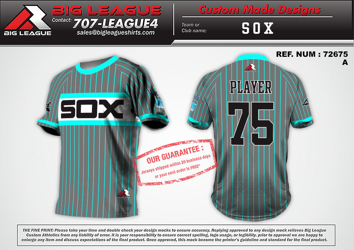 Jersey / Teal Pinstripe