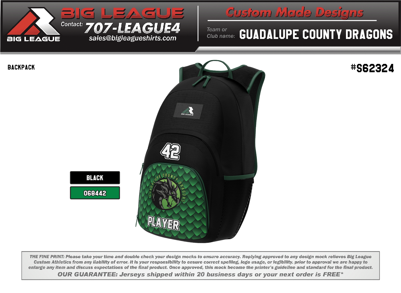 Dragons - BackPack (minimum of 7)