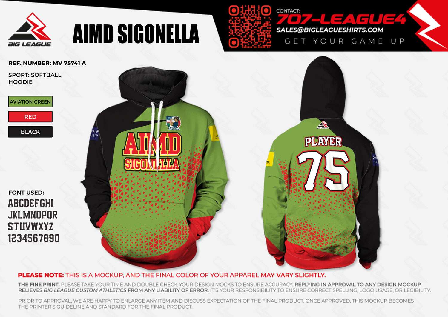 Standard Hoodie / Green + Red