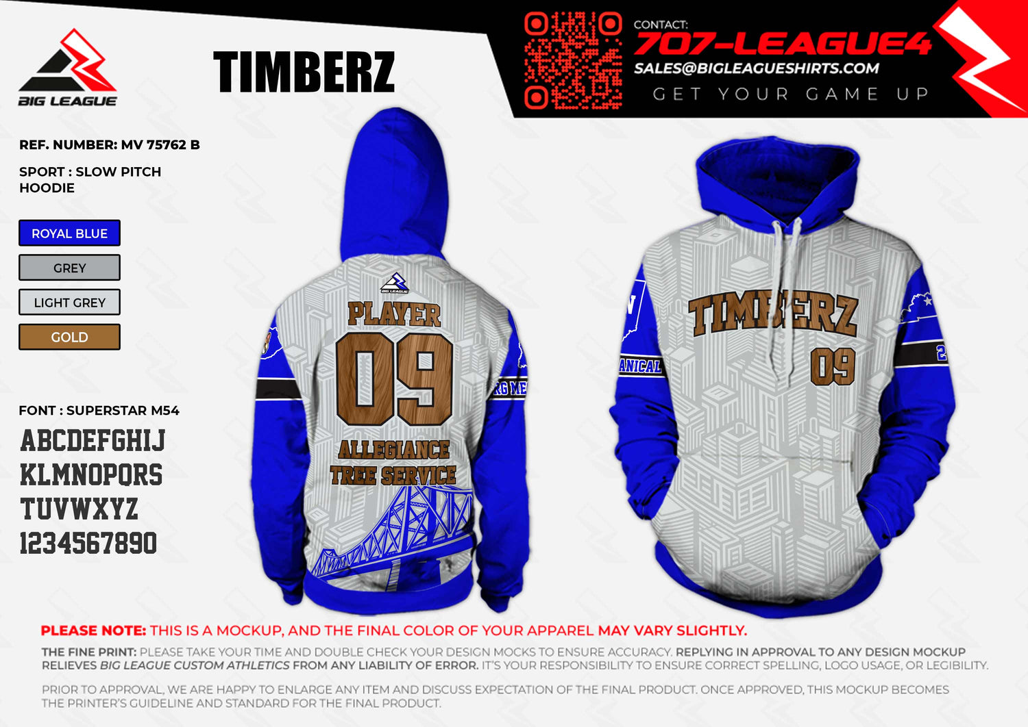 Hoodie / Blue/Grey