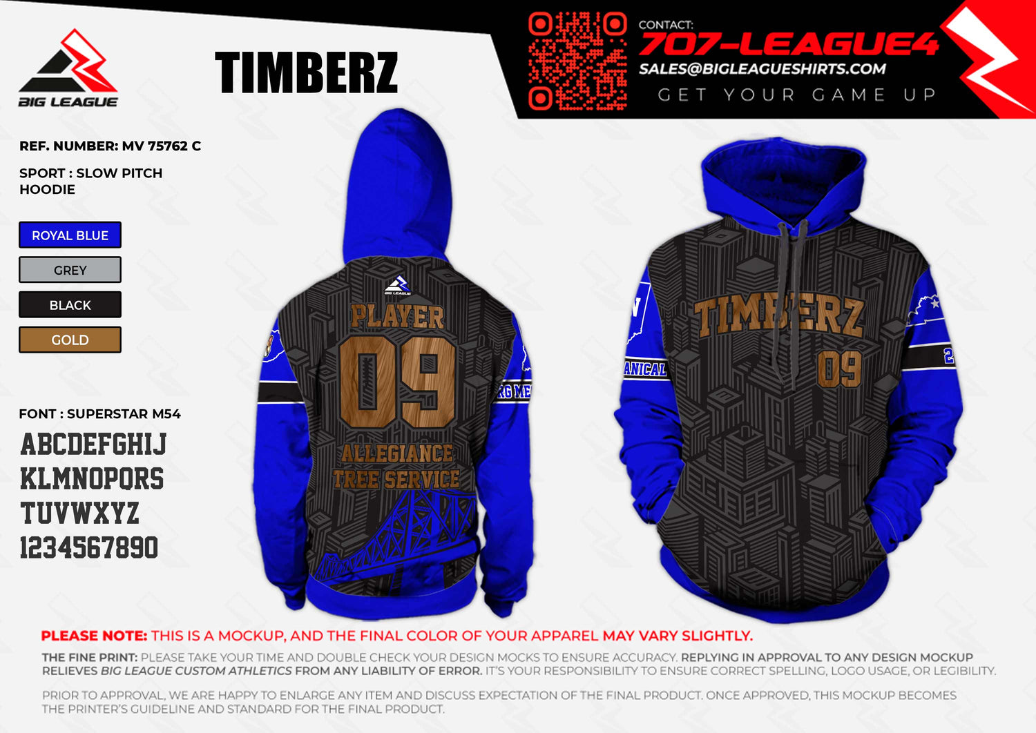 Hoodie / Blue/Black