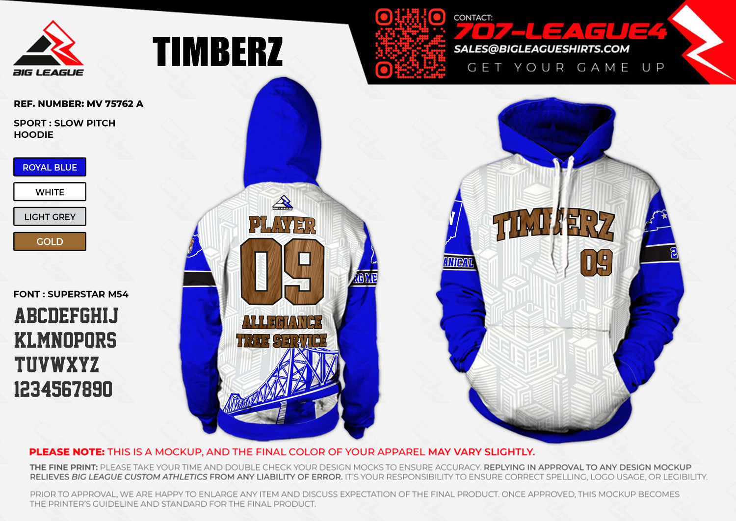 Hoodie / Blue/White