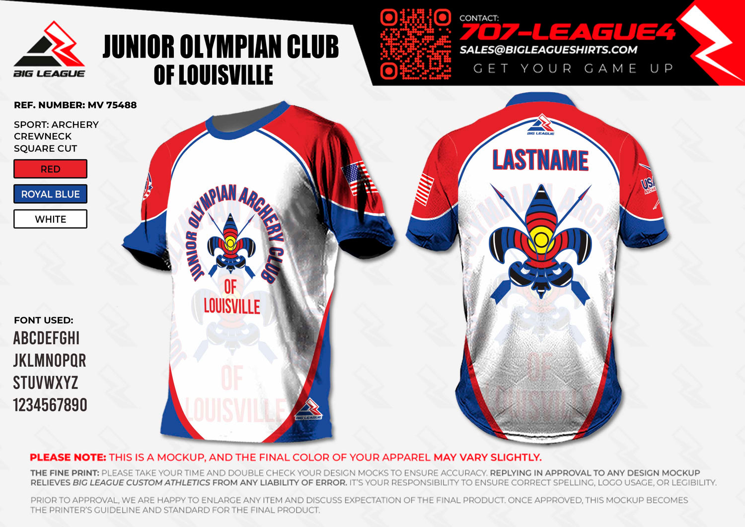 Crew Neck Jersey / Red - Royal Blue