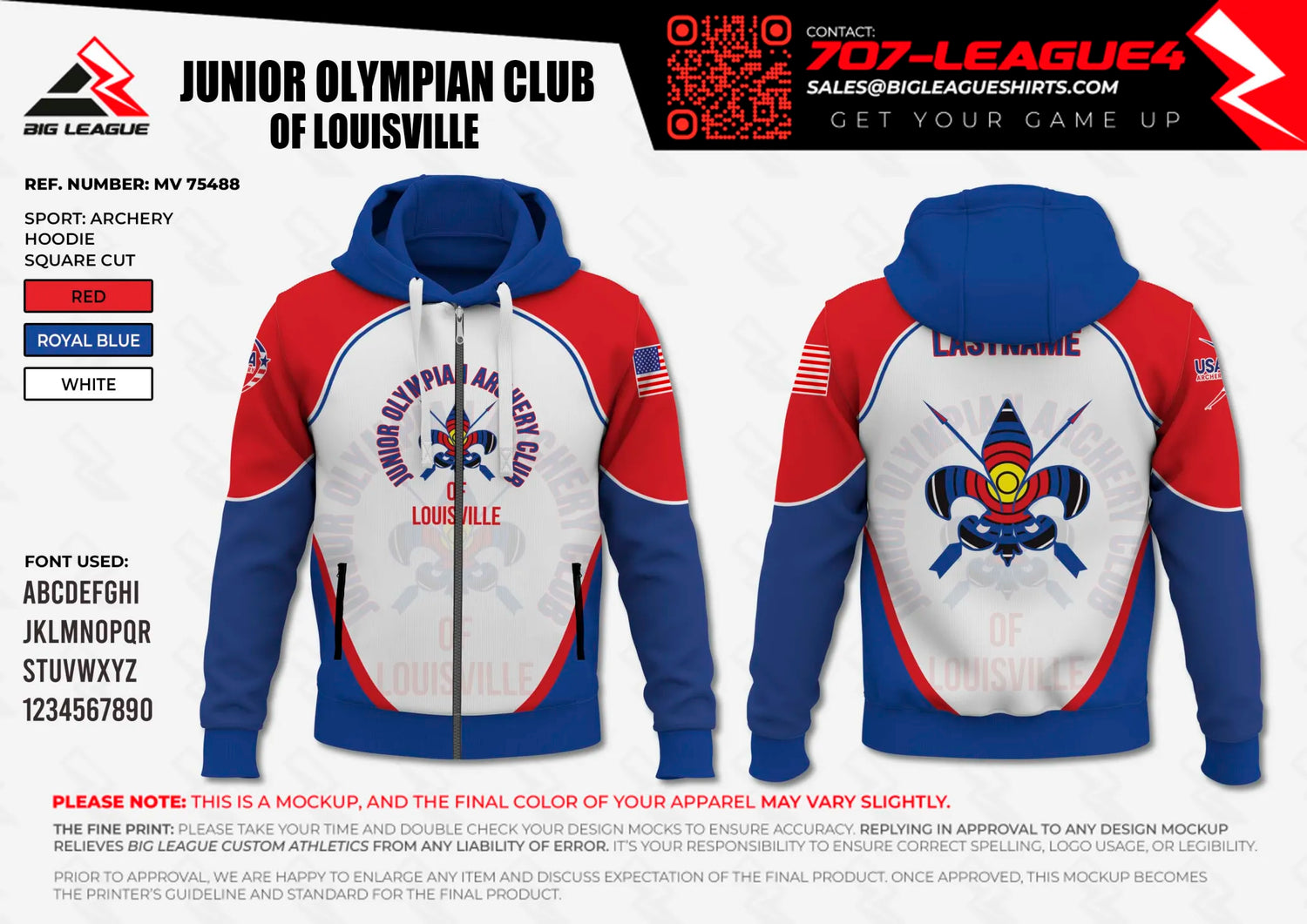 Hoodie / Red - Royal Blue