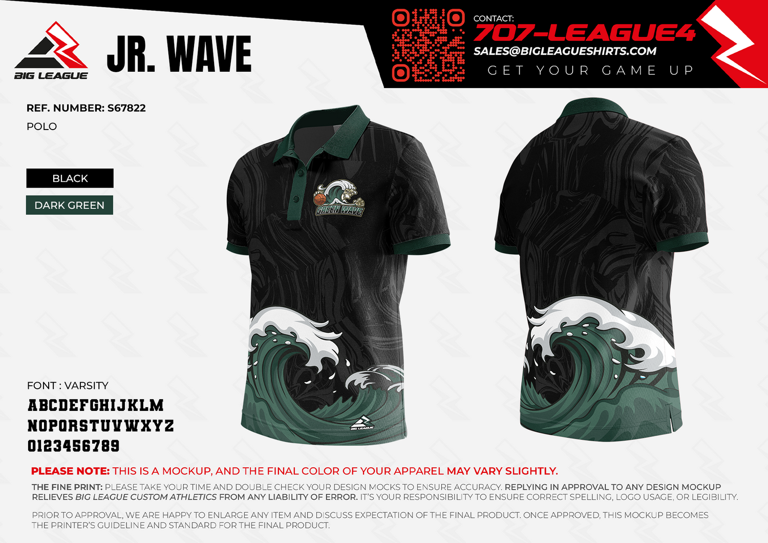 Green Wave Polo / Black/Dark Green