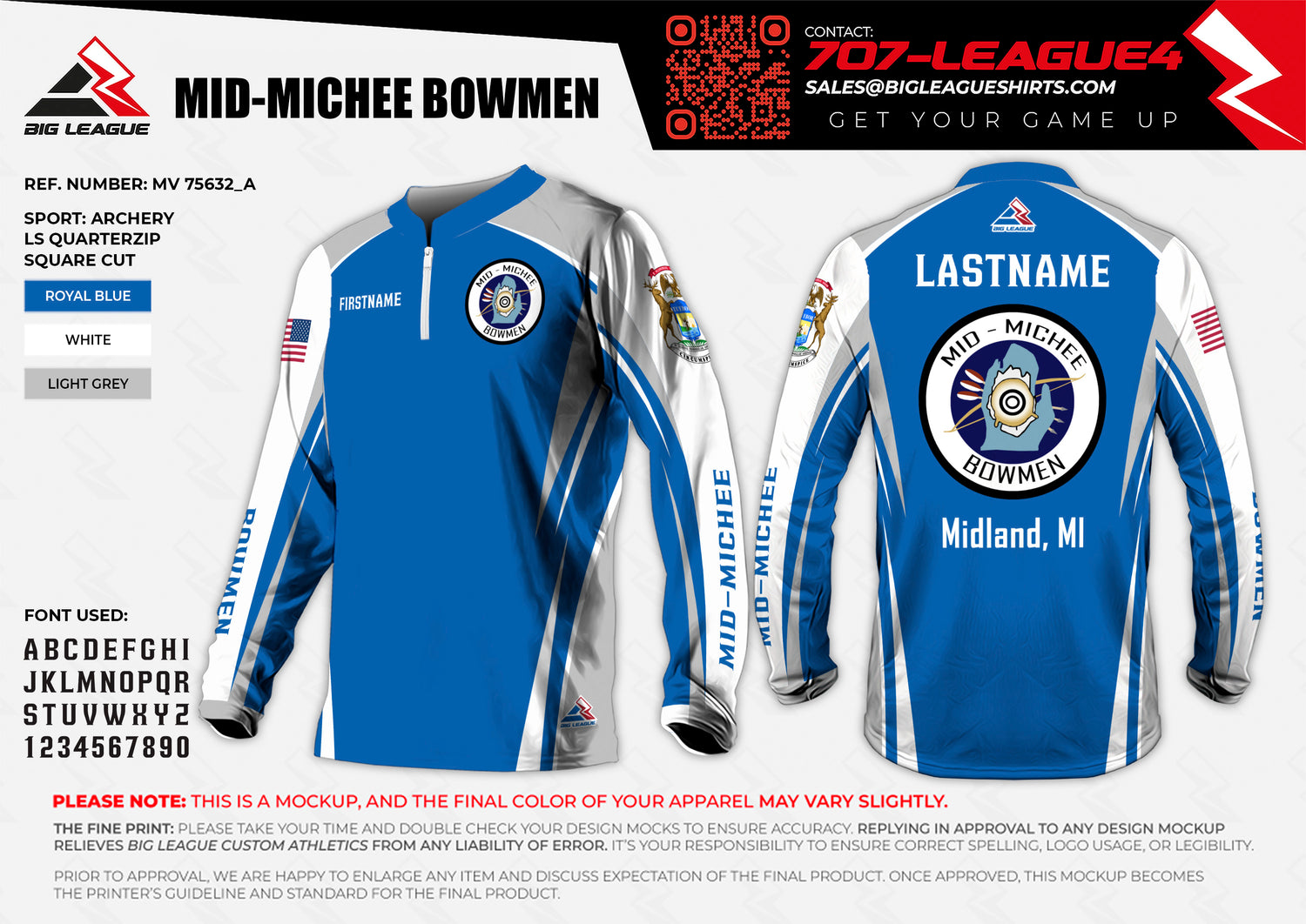 Long Sleeve Quarter Zip / Blue