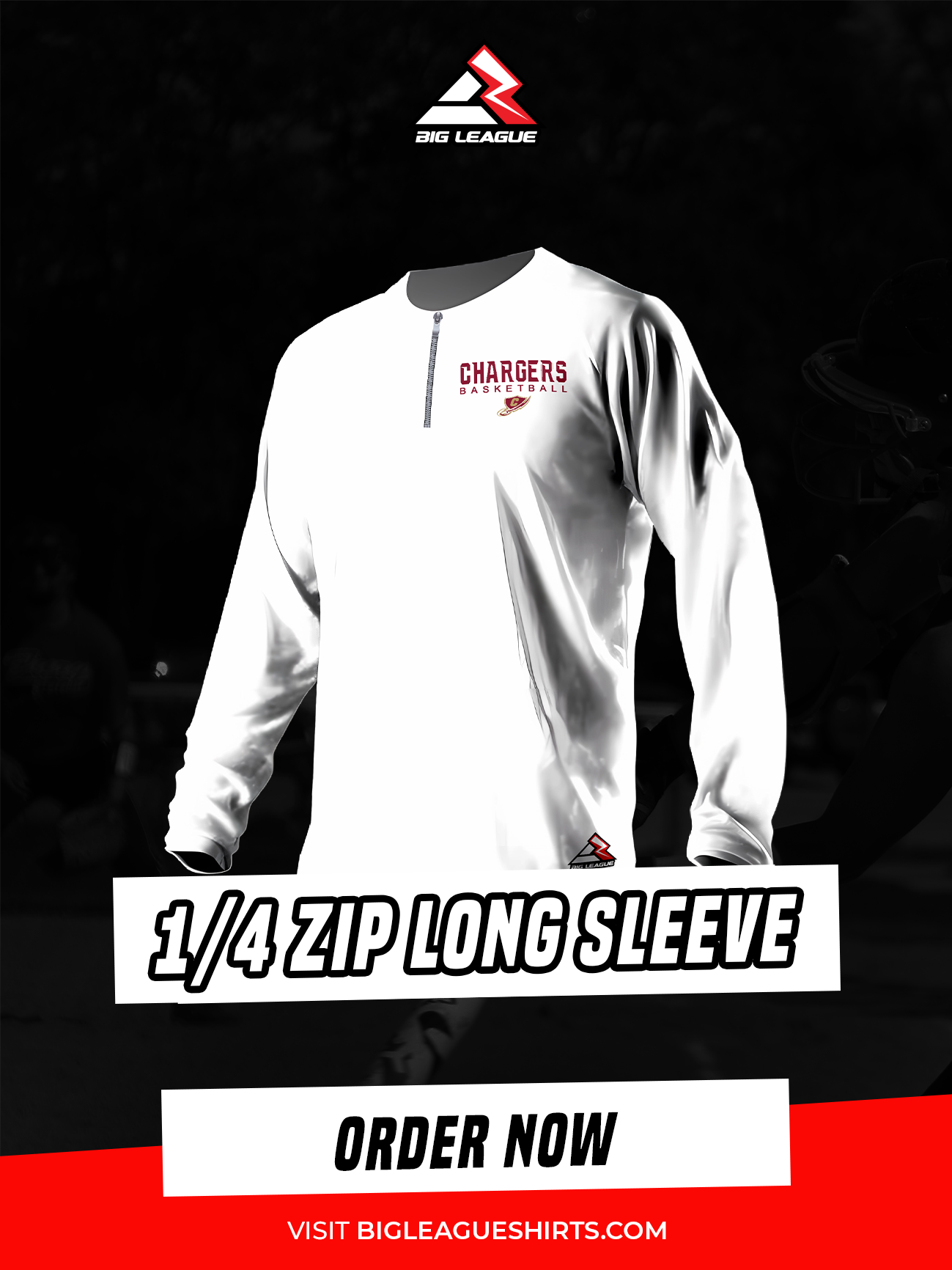 Chargers - 1/4 ZIP Long Sleeve / White