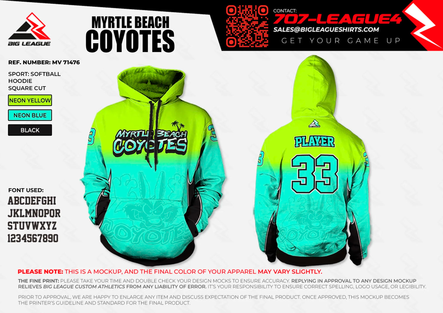 Hoodie / Neon - SkyBlue