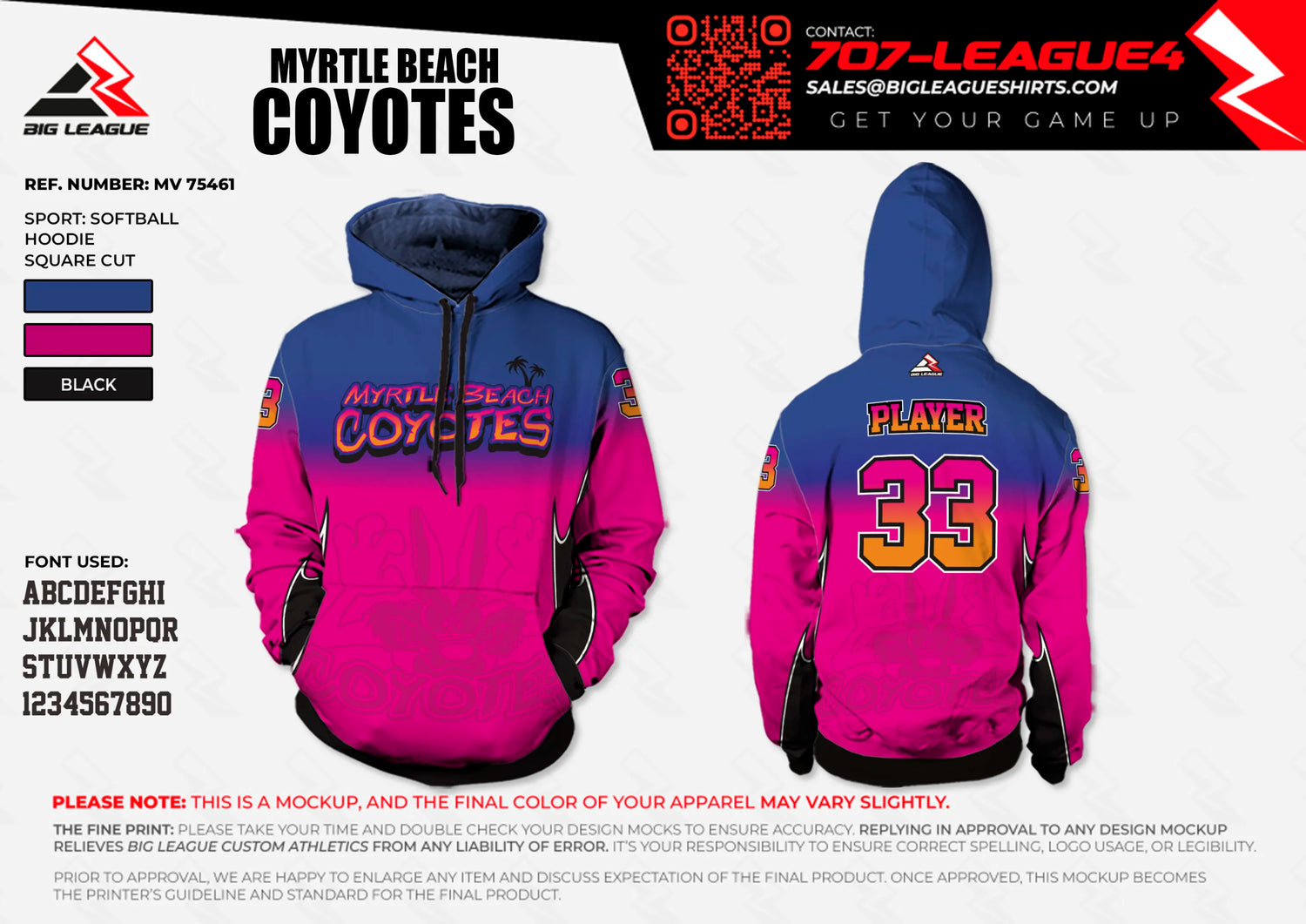 Hoodie / Blue - Pink