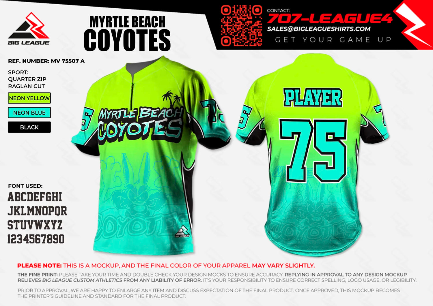 Quarter Zip / Neon - SkyBlue