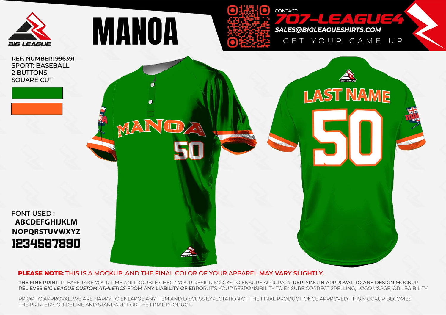 2 Button Jersey / Green