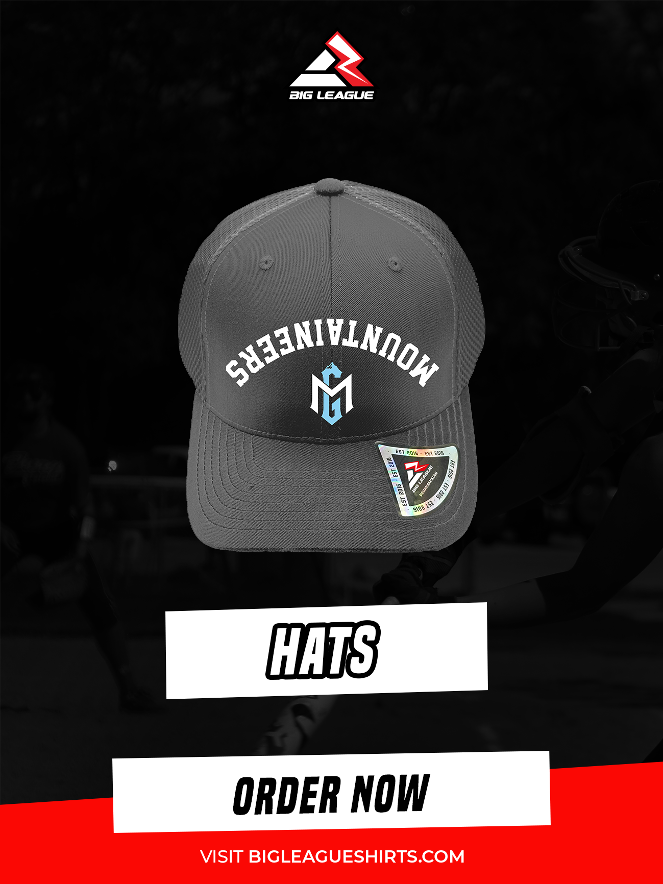 Hats (Minimum of 6) / Grey Hat Team Name Style 2