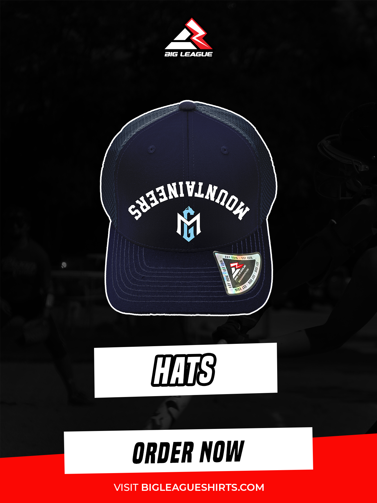 Hats (Minimum of 6) / Navy Hat Team Name Style 2