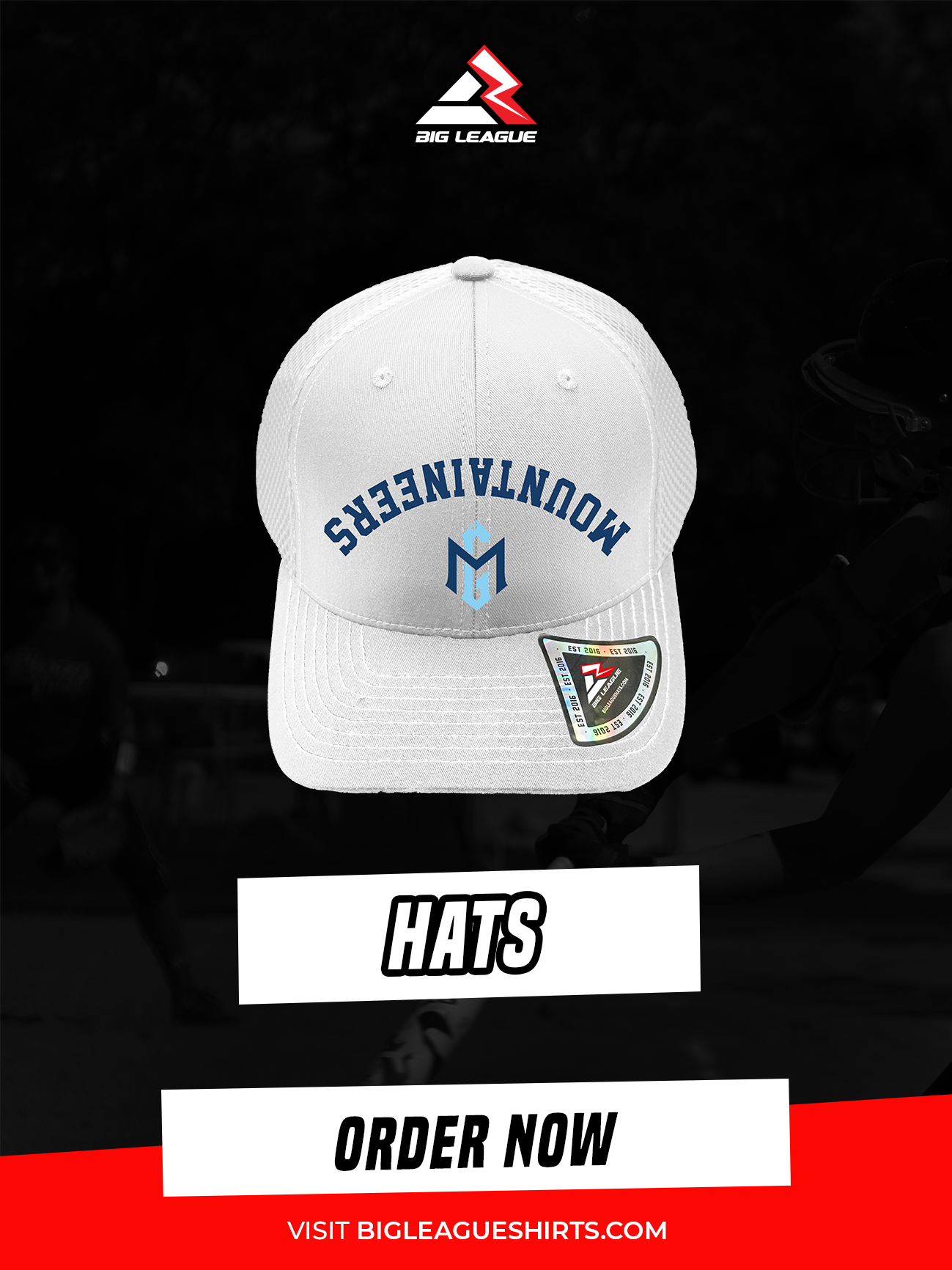 Hats (Minimum of 6) / White Hat Team Name Style 2