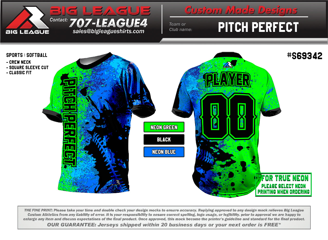 Crew Neck / Neon Green - Neon Black