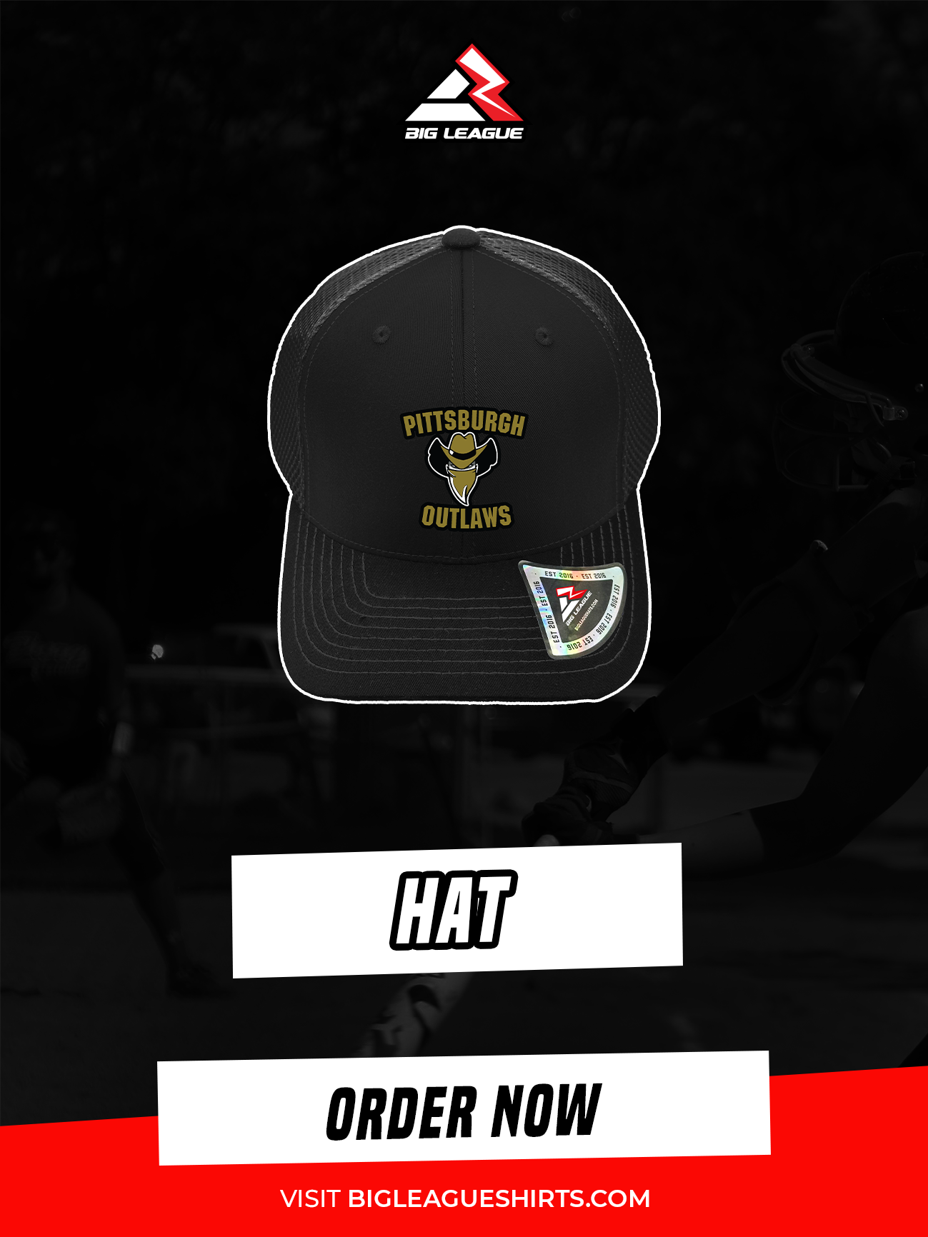 Hat (Flex Fit - Put Sizing in Notes (SM/MD - MD/LG - LG/XL. Min 6.) / Black