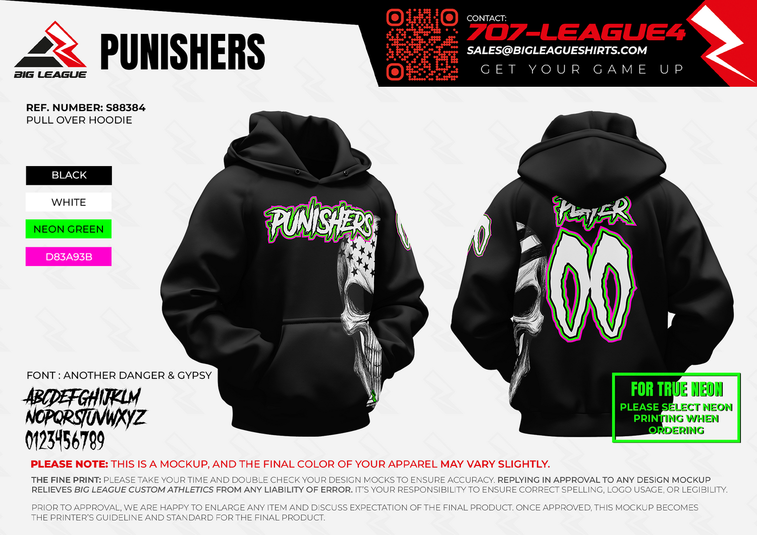 Hoodie / Skull - White Text (Outline)