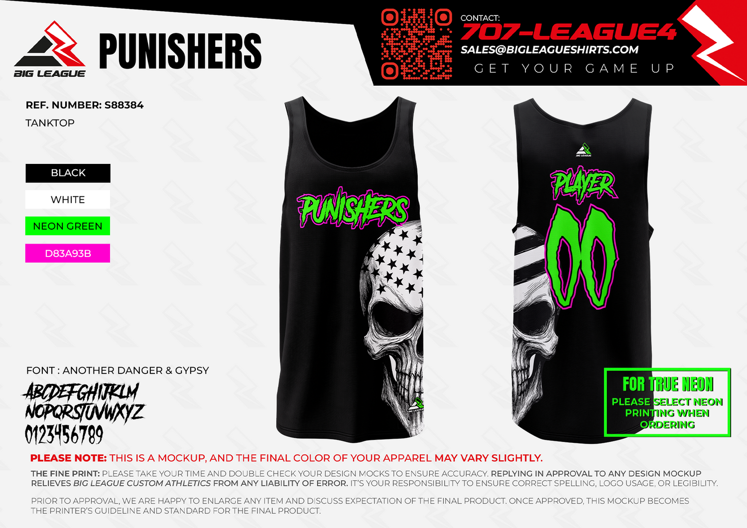 Tank Top / Skull - Neon Text (Outline)