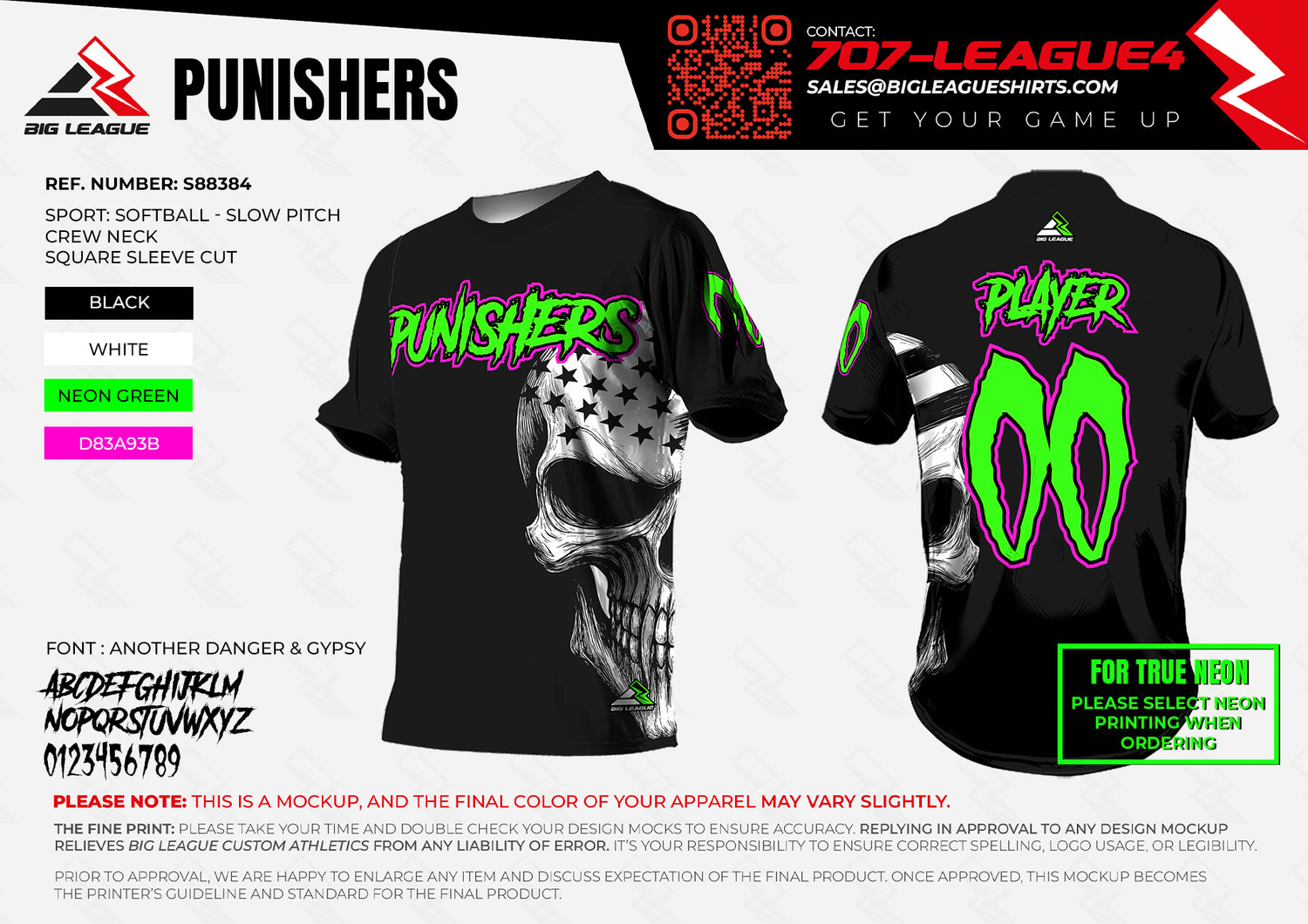 Jersey / Skull - Neon Text (Outline)