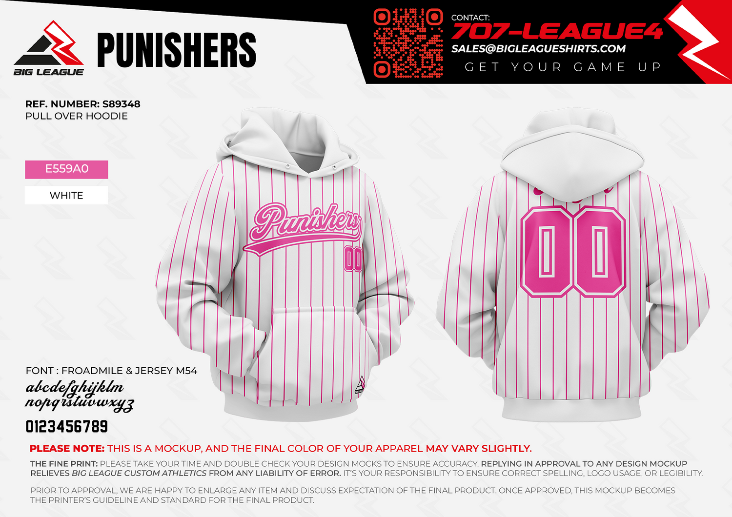 Hoodie / White - Pink Pinstripes