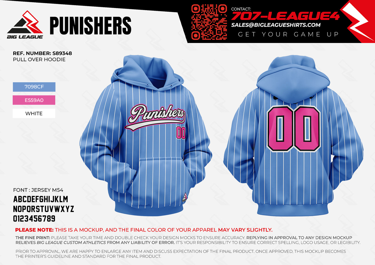 Hoodie / Blue - White Pinstripes