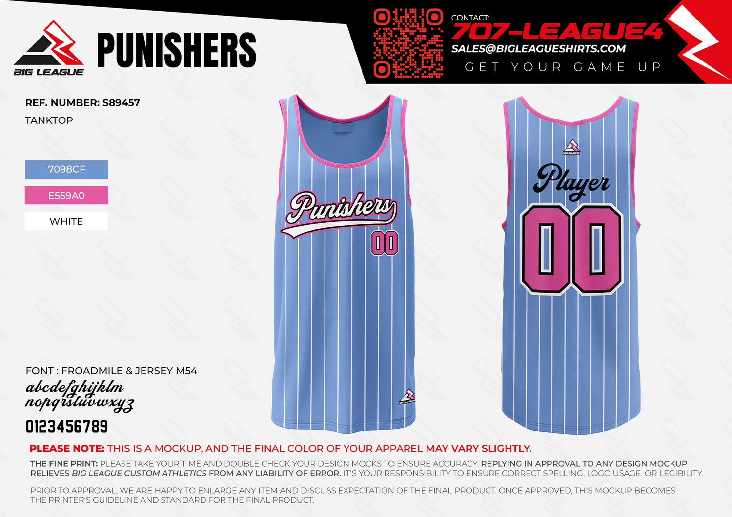Tank Top / Blue - White Pinstripes