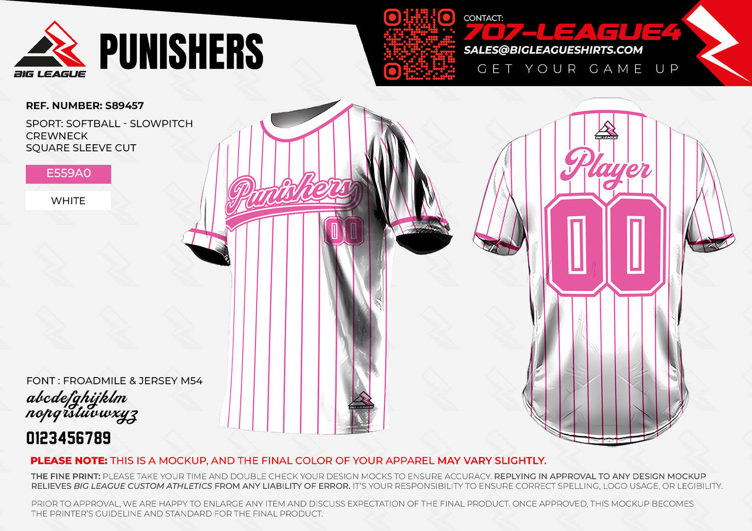 Jersey / White - Pink Pinstripes