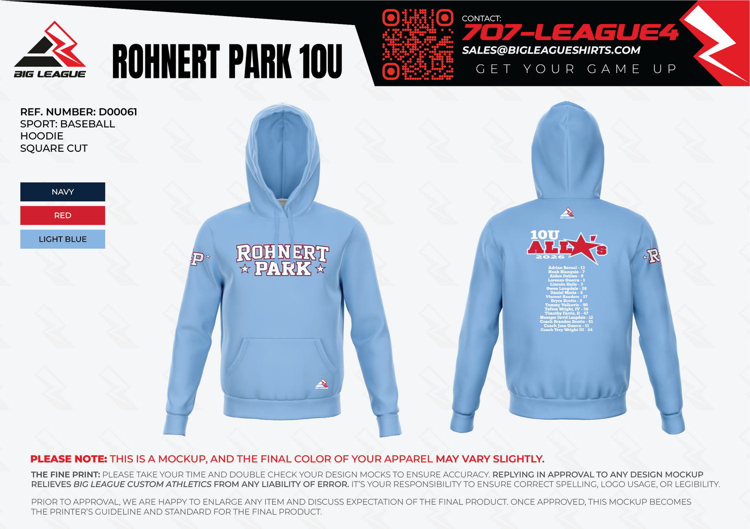 All Stars - Light Blue Hoodies / 10U