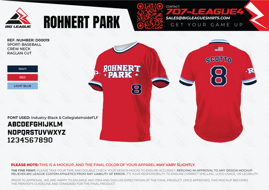 Rohnert Park Baseball (Red) Team Store