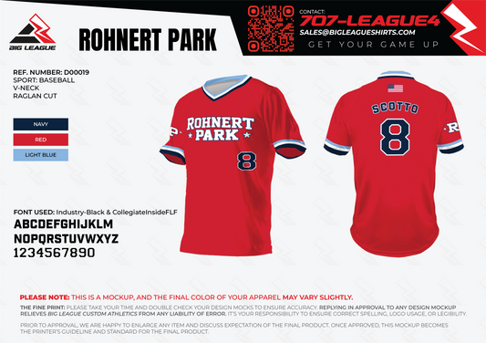 Rohnert Park Baseball (Red) Team Store