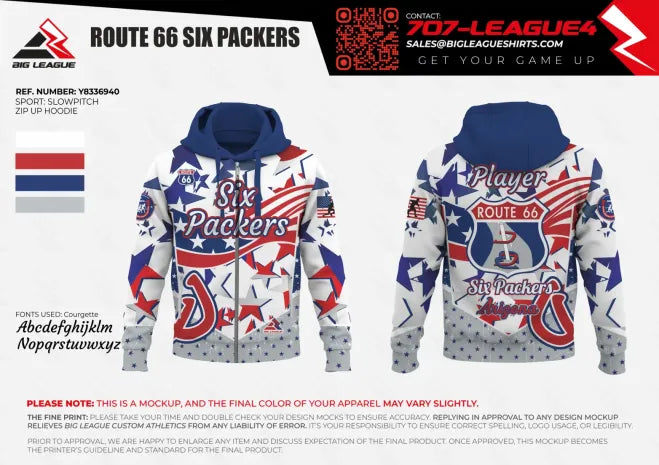 Zip Up Hoodie / Red White Blue
