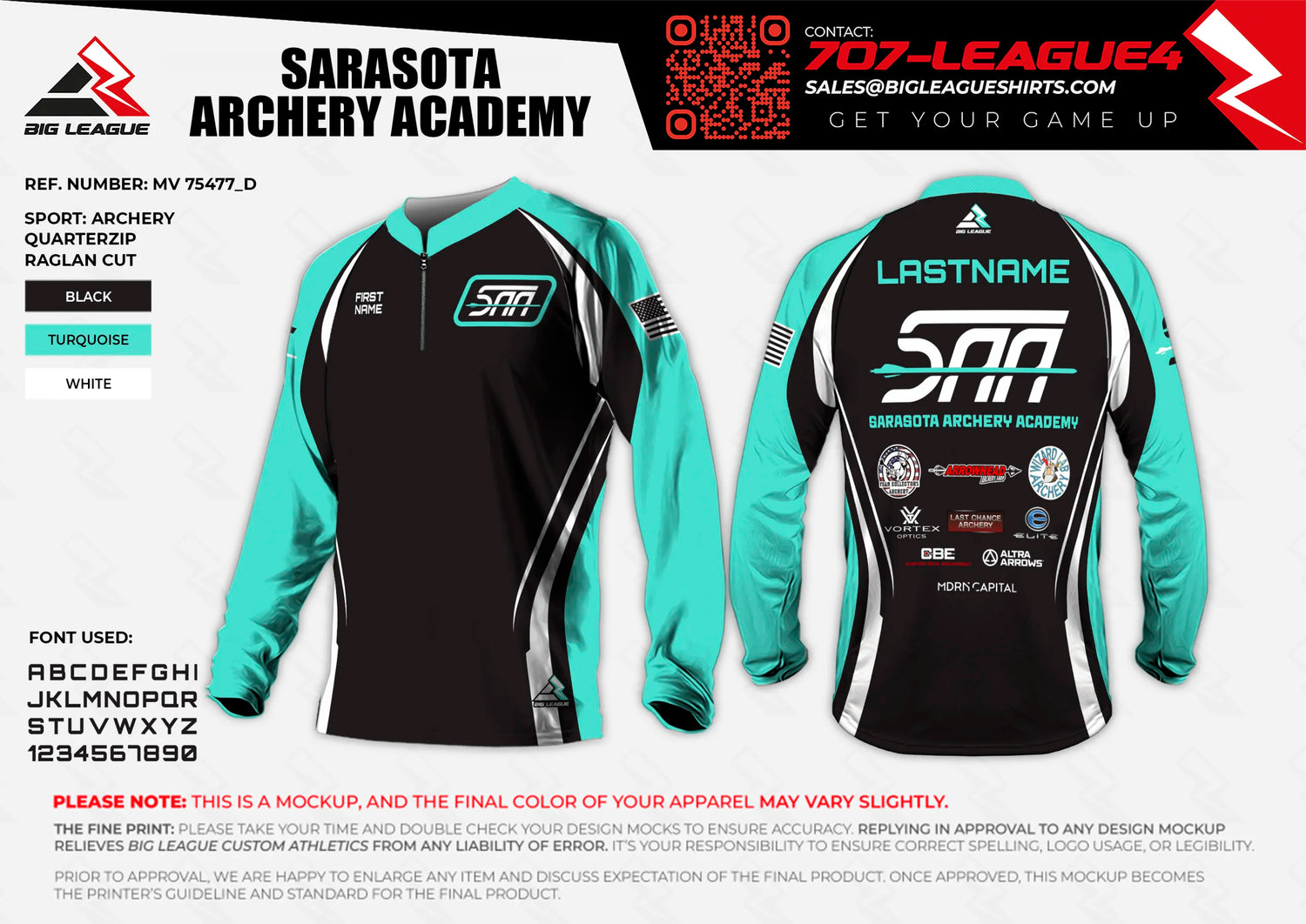 1/4 zip long sleeve jersey / black-turquoise